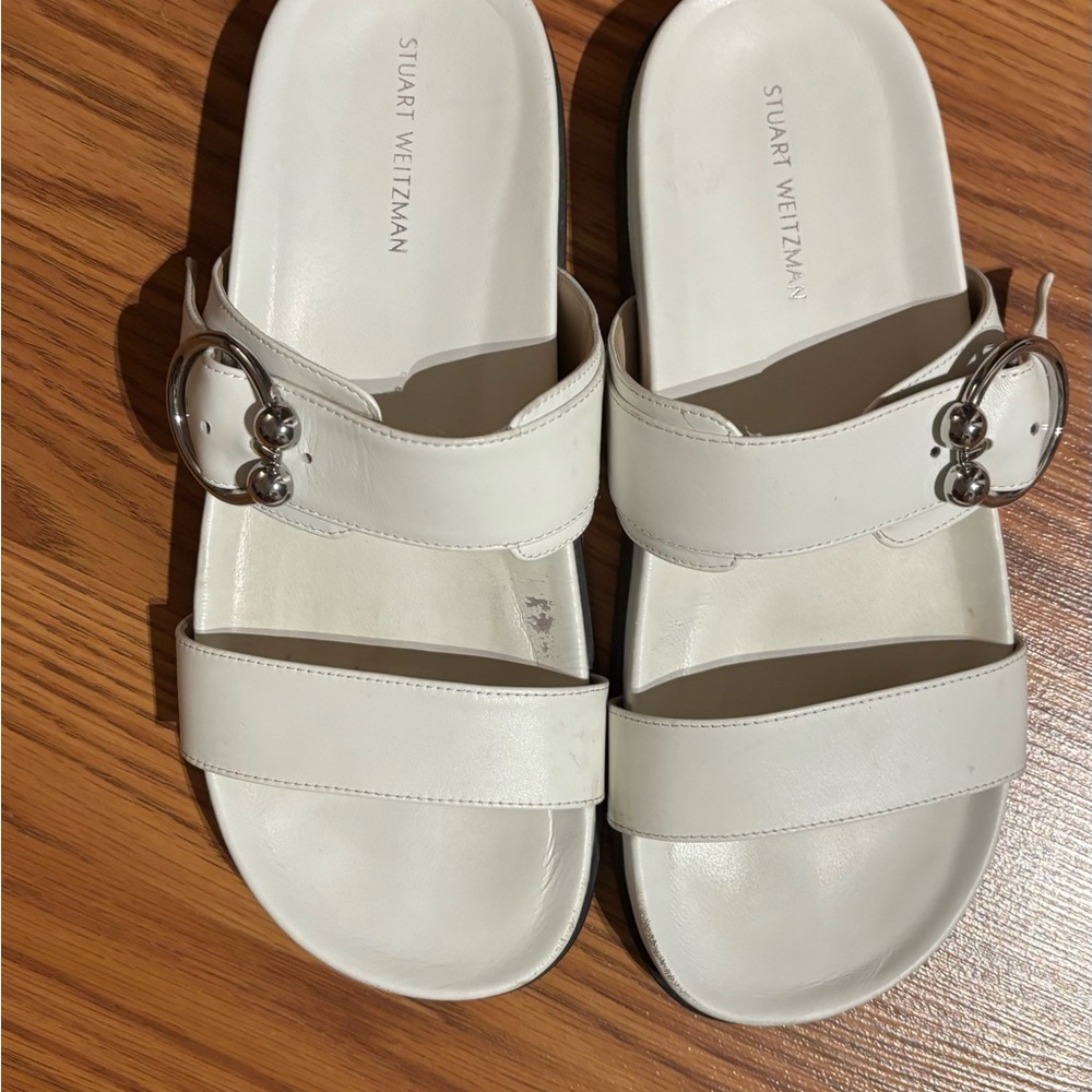 Stuart Weitzman White Comfort Sandals